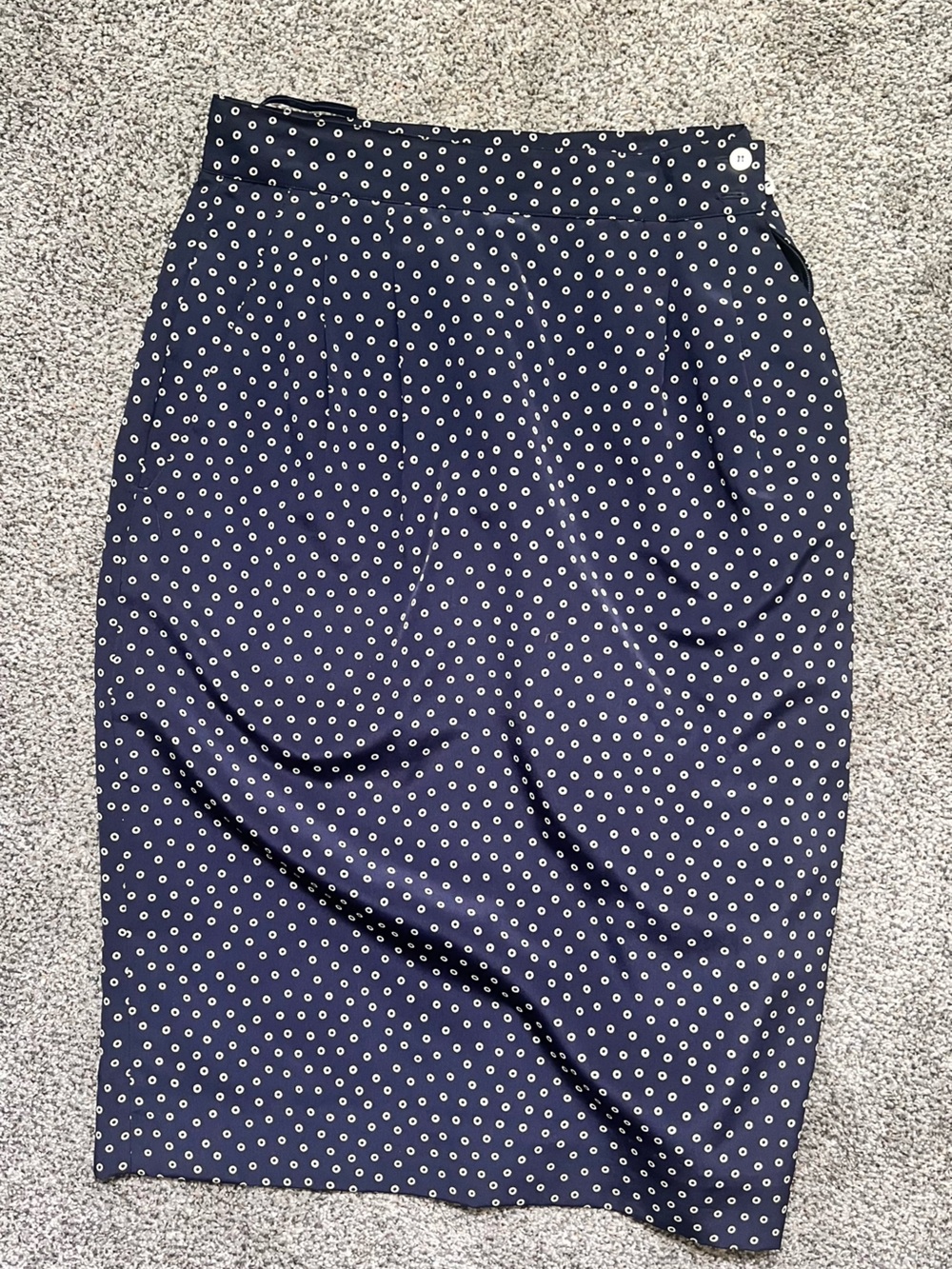 Navy Polka Dot Pencil Skirt - Women